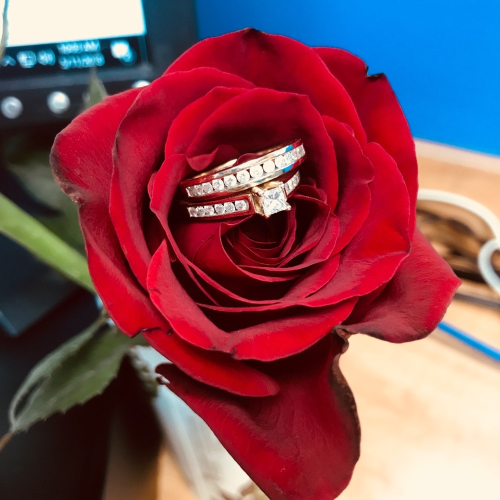 14k gold and diamond wedding set